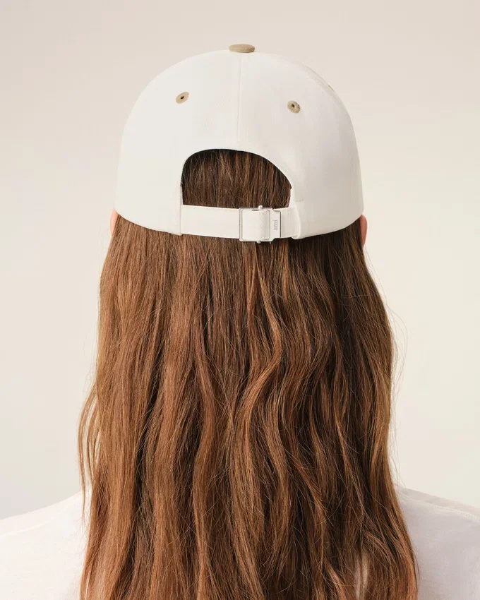 Beige and White Bicolor Cotton Ami Paris Cap Beige and White Bicolor Cotton Ami Paris Cap