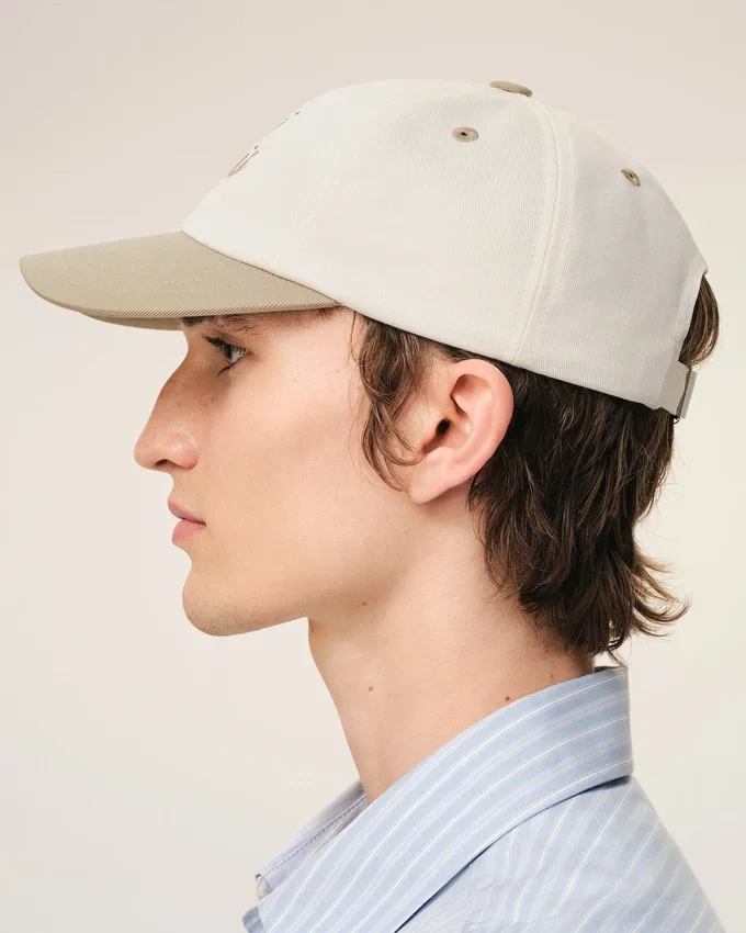 Beige and White Bicolor Cotton Ami Paris Cap Beige and White Bicolor Cotton Ami Paris Cap
