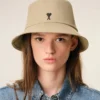 Beige Cotton Ami De Coeur Bucket Hat