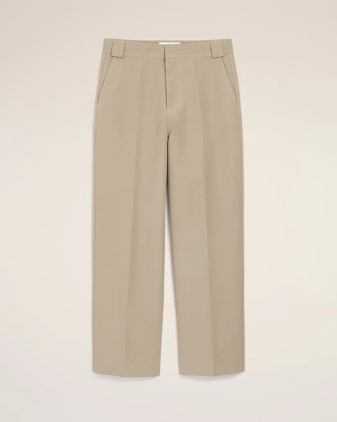 Beige Cotton Baggy Trousers Beige Cotton Baggy Trousers