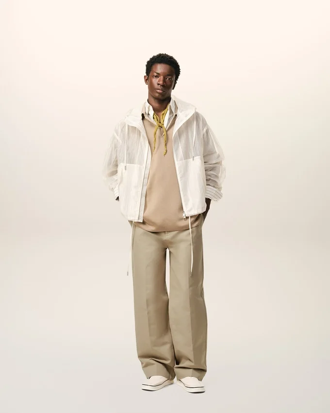 Beige Cotton Baggy Trousers Beige Cotton Baggy Trousers