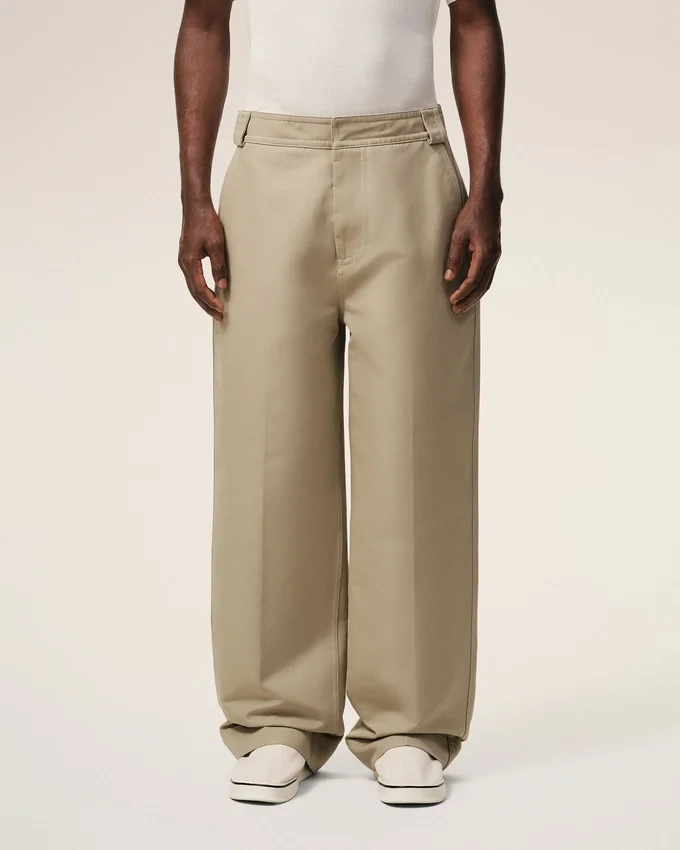 Beige Cotton Baggy Trousers Beige Cotton Baggy Trousers