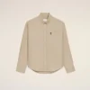 Beige Cotton Boxy Embroidered Ami De Coeur Shirt