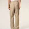 Beige Cotton Elasticated Waist Trousers