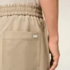 Beige Cotton Elasticated Waist Trousers