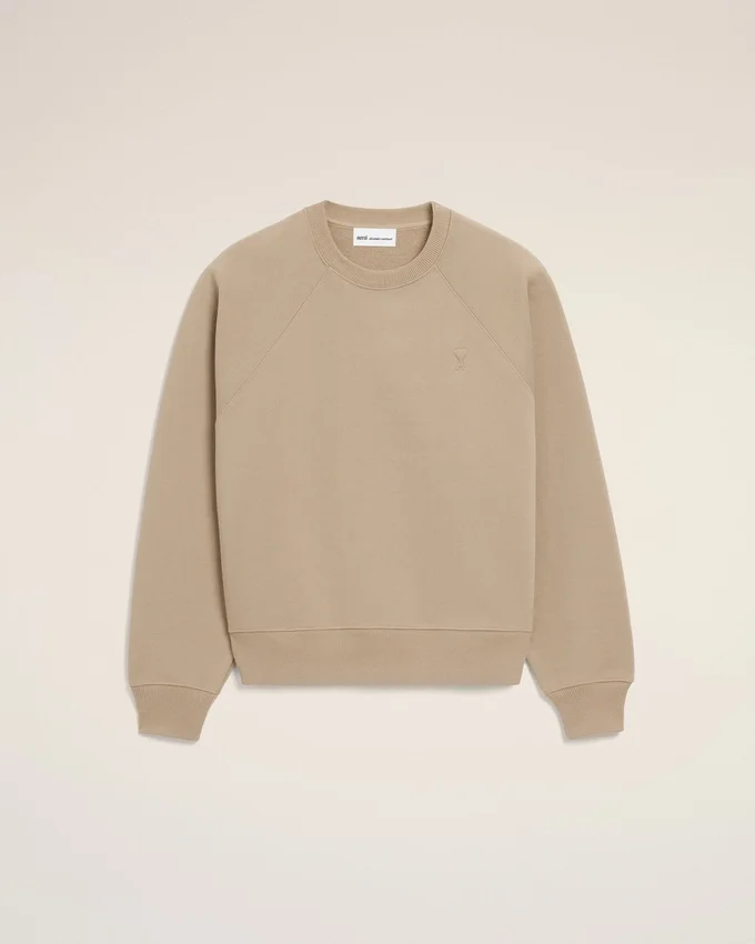 Beige Cotton Embossed Ami De Coeur Sweatshirt Beige Cotton Embossed Ami De Coeur Sweatshirt
