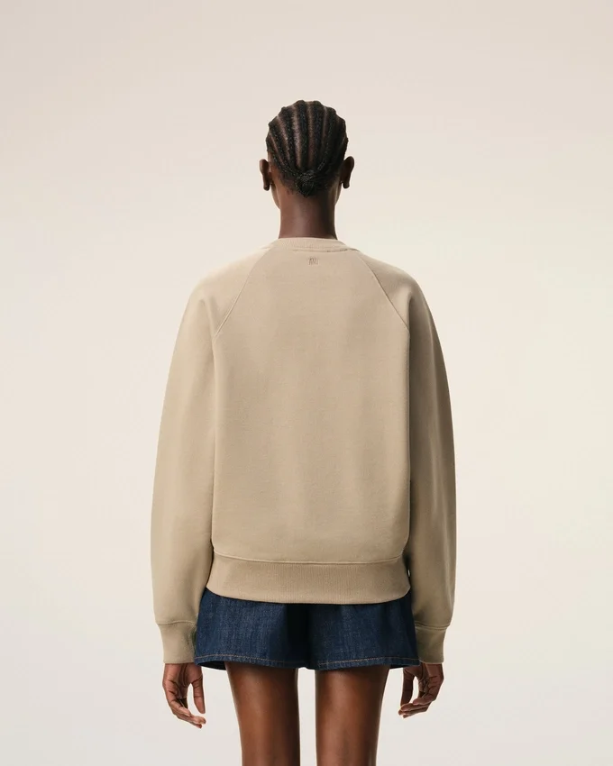 Beige Cotton Embossed Ami De Coeur Sweatshirt Beige Cotton Embossed Ami De Coeur Sweatshirt