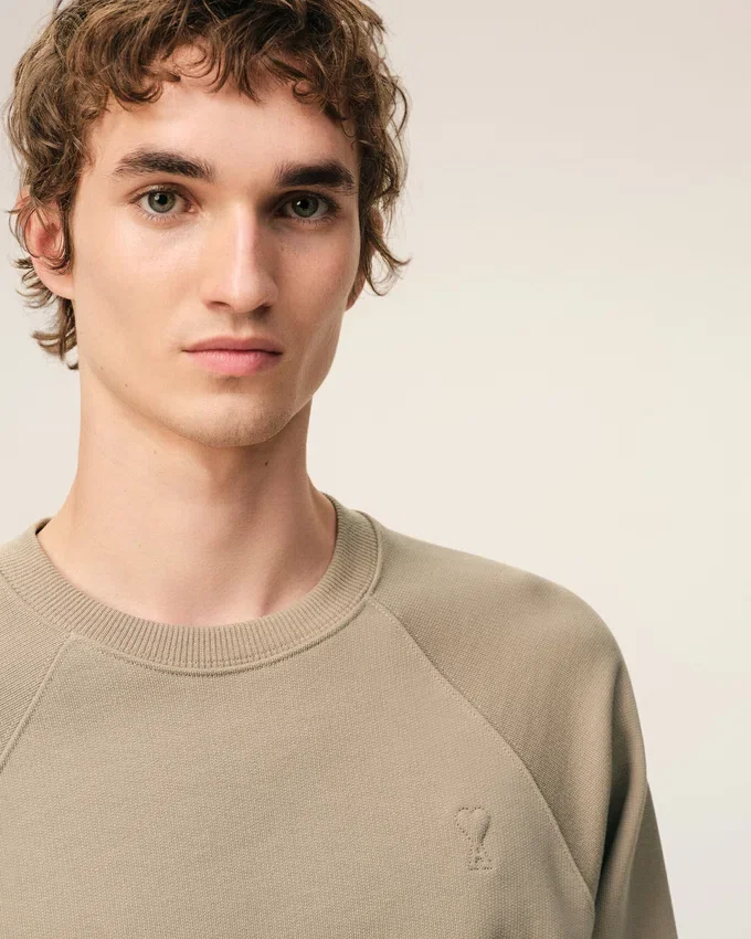 Beige Cotton Embossed Ami De Coeur Sweatshirt Beige Cotton Embossed Ami De Coeur Sweatshirt