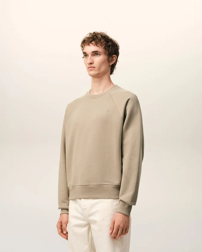 Beige Cotton Embossed Ami De Coeur Sweatshirt Beige Cotton Embossed Ami De Coeur Sweatshirt