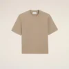 Beige Cotton Embossed Ami De Coeur T-Shirt