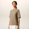 Beige Cotton Embossed Ami De Coeur T-Shirt