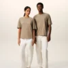 Beige Cotton Embossed Ami De Coeur T-Shirt