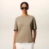 Beige Cotton Embossed Ami De Coeur T-Shirt
