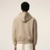 Beige Cotton Embossed Ami De Coeur Zipped Hoodie