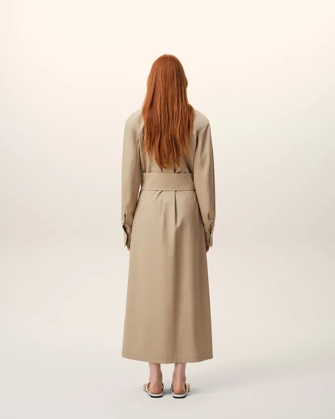 Beige Cotton Fitted Shirt Dress Beige Cotton Fitted Shirt Dress