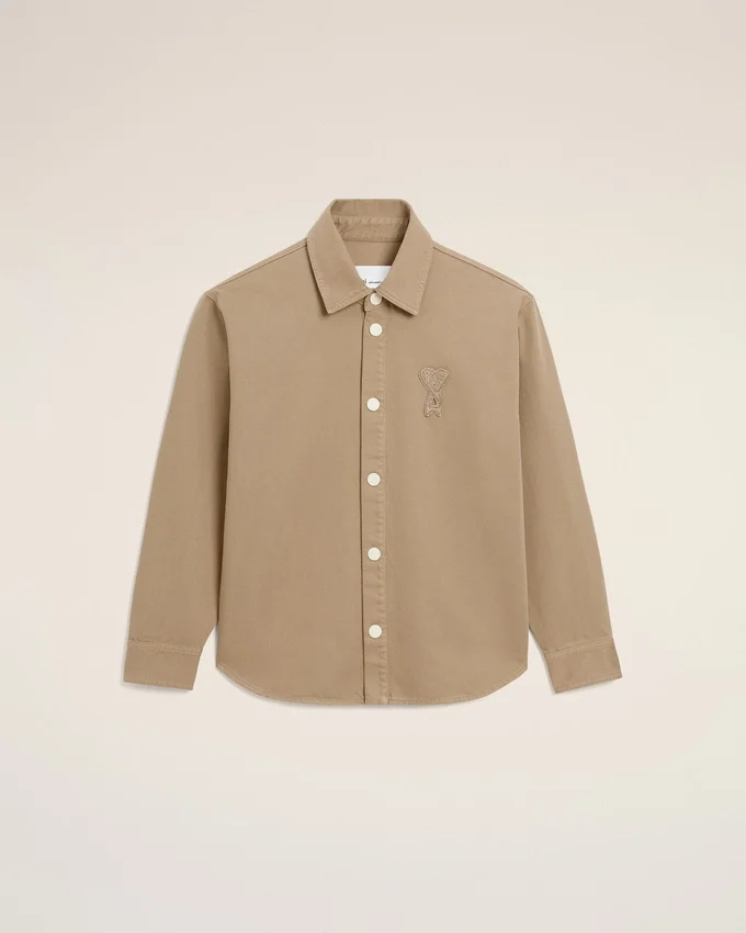 Beige Cotton Knitted Ami De Coeur Overshirt Beige Cotton Knitted Ami De Coeur Overshirt