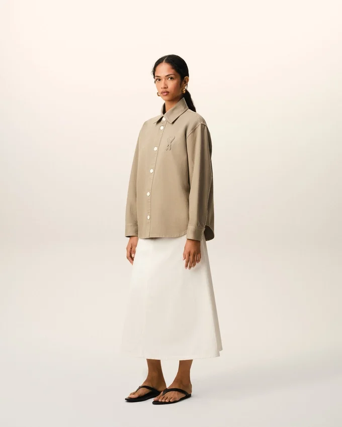 Beige Cotton Knitted Ami De Coeur Overshirt Beige Cotton Knitted Ami De Coeur Overshirt