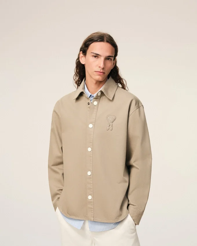 Beige Cotton Knitted Ami De Coeur Overshirt Beige Cotton Knitted Ami De Coeur Overshirt