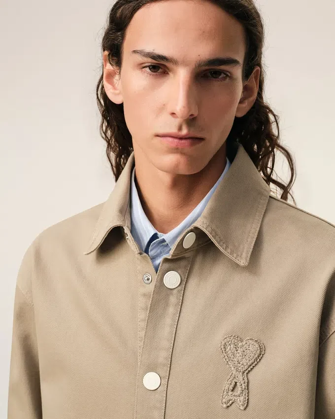 Beige Cotton Knitted Ami De Coeur Overshirt Beige Cotton Knitted Ami De Coeur Overshirt