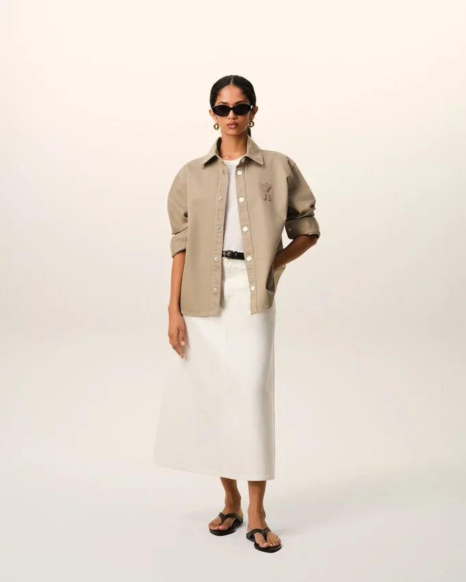 Beige Cotton Knitted Ami De Coeur Overshirt Beige Cotton Knitted Ami De Coeur Overshirt