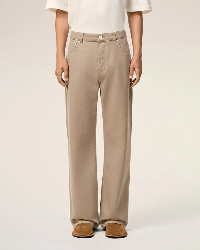 Beige Cotton Large Fit Jeans Beige Cotton Large Fit Jeans