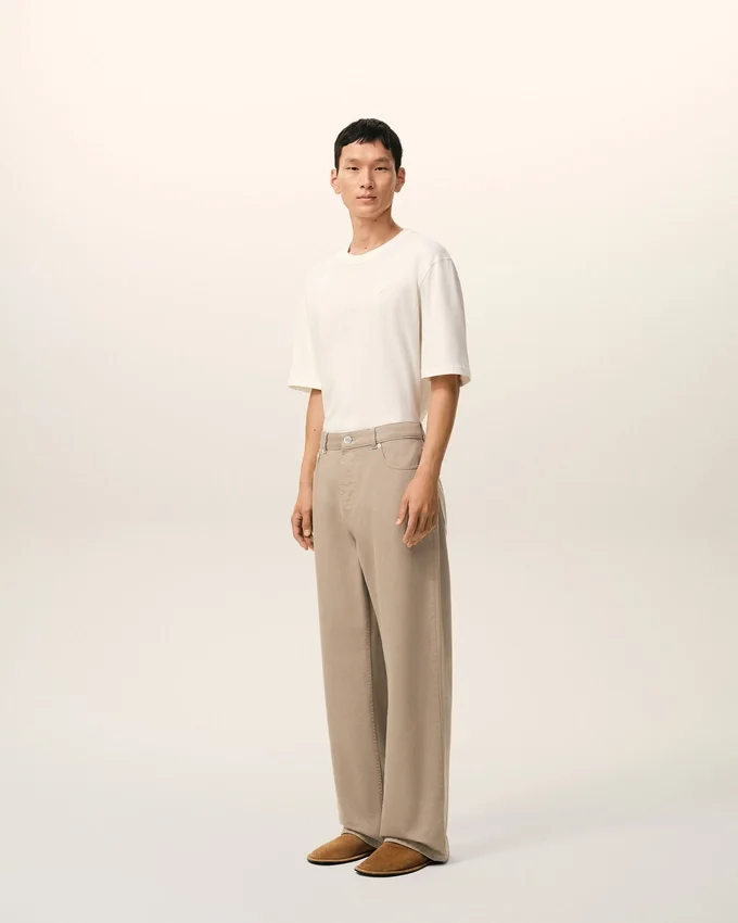 Beige Cotton Large Fit Jeans Beige Cotton Large Fit Jeans