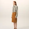 Beige Cotton Long Sleeve Ruffled Adjusted Shirt