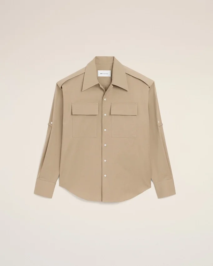 Beige Cotton Saharienne Shirt Beige Cotton Saharienne Shirt