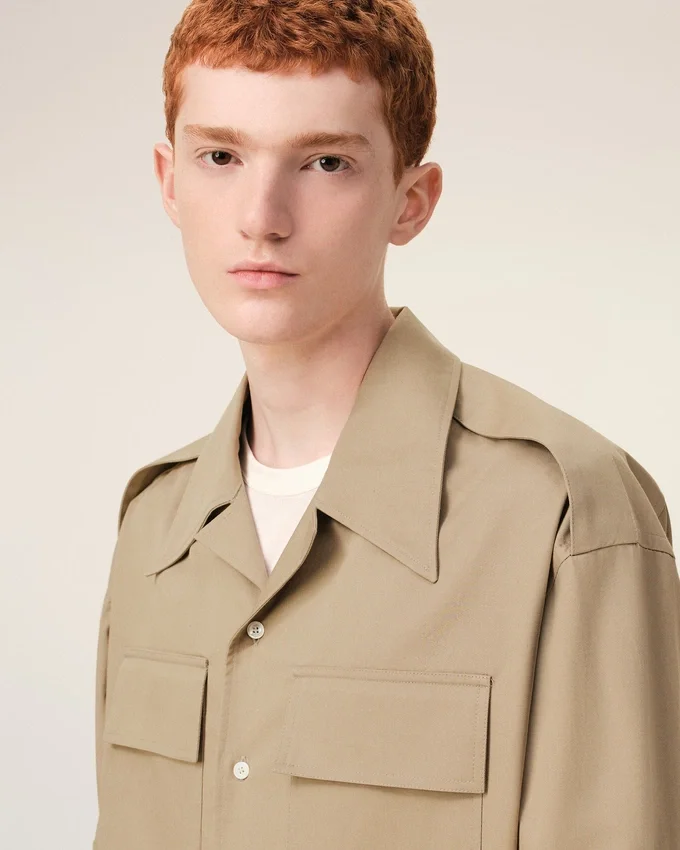 Beige Cotton Saharienne Shirt Beige Cotton Saharienne Shirt