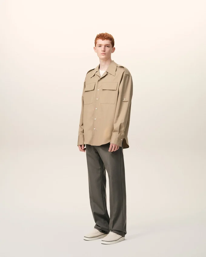 Beige Cotton Saharienne Shirt Beige Cotton Saharienne Shirt