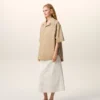 Beige Cotton Short Sleeve Camp Collar Wide Shirt