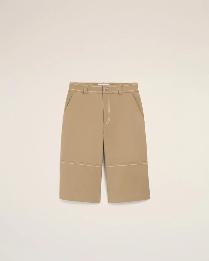 Beige Cotton Worker Bermuda Shorts Beige Cotton Worker Bermuda Shorts