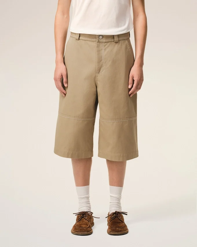Beige Cotton Worker Bermuda Shorts Beige Cotton Worker Bermuda Shorts