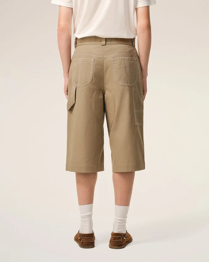 Beige Cotton Worker Bermuda Shorts Beige Cotton Worker Bermuda Shorts