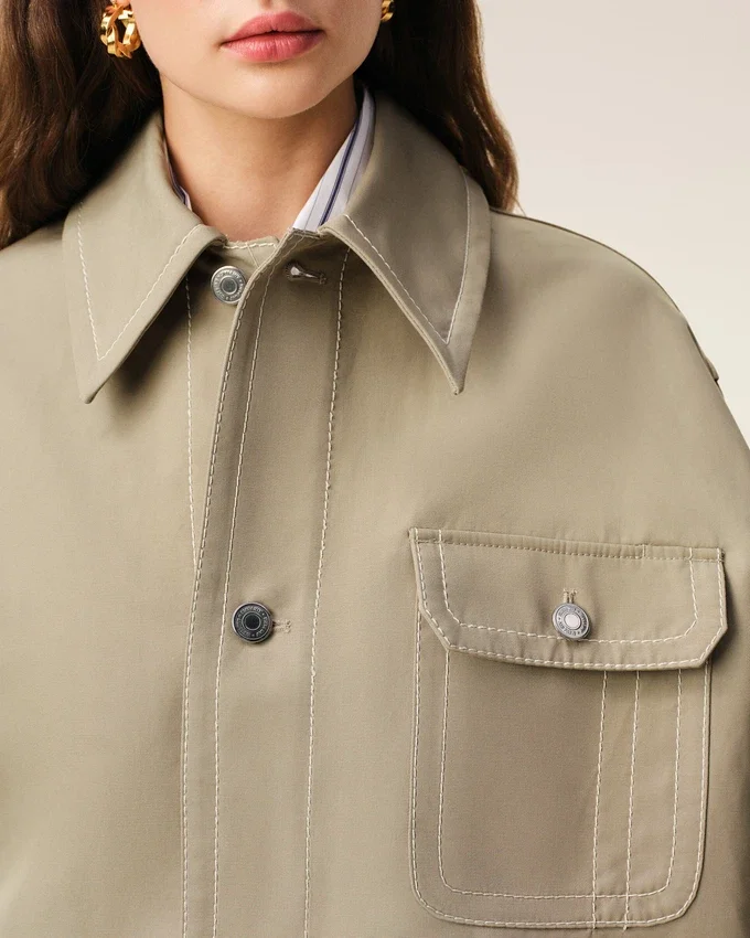 Beige Cotton Worker Jacket Beige Cotton Worker Jacket