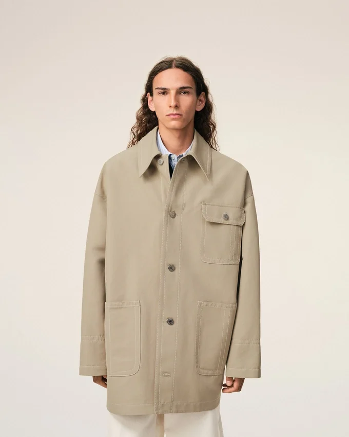 Beige Cotton Worker Jacket Beige Cotton Worker Jacket