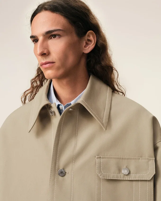 Beige Cotton Worker Jacket Beige Cotton Worker Jacket