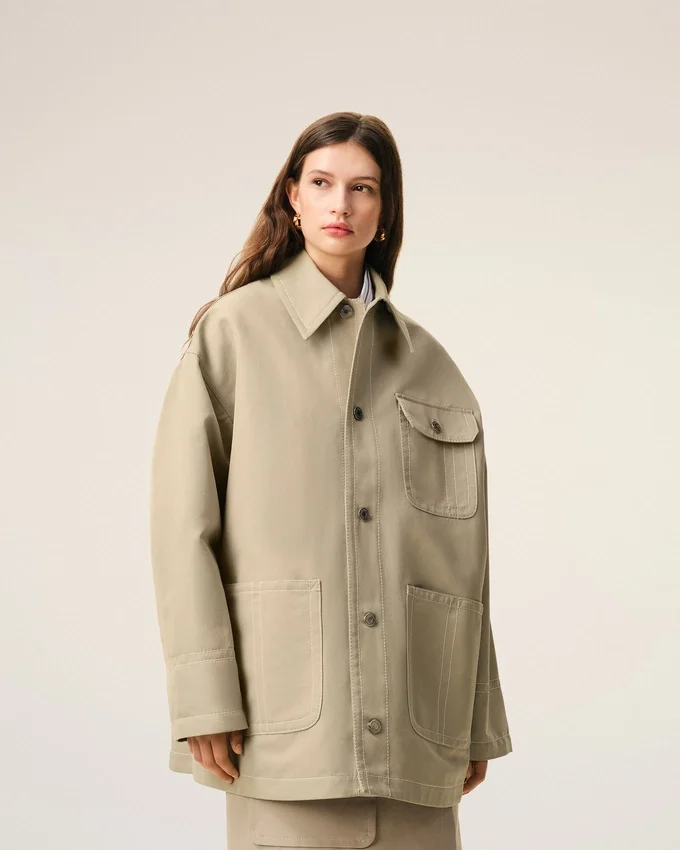 Beige Cotton Worker Jacket Beige Cotton Worker Jacket