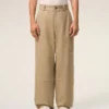 Beige Cotton Worker Trousers