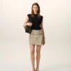 Beige Cotton Wrap Mini Skirt Beige Cotton Wrap Mini Skirt