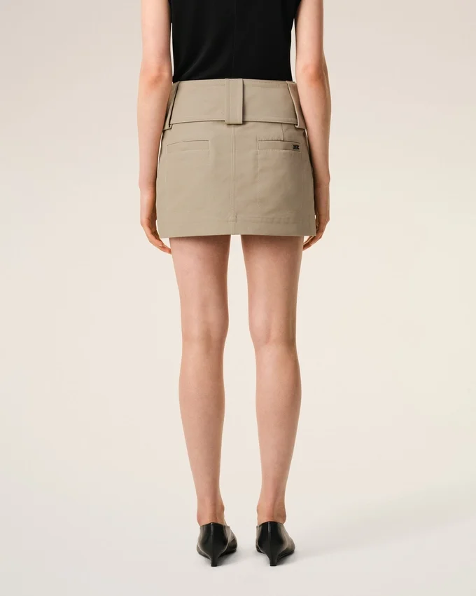Beige Cotton Wrap Mini Skirt Beige Cotton Wrap Mini Skirt