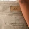 Beige Cotton Wrapped Belted Bermuda Shorts