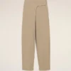 Beige Cotton Wrapped Belted Trousers