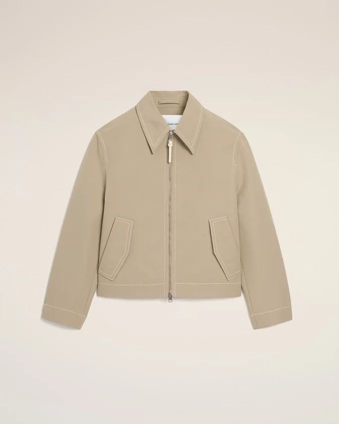 Beige Cotton Zipped Jacket Beige Cotton Zipped Jacket