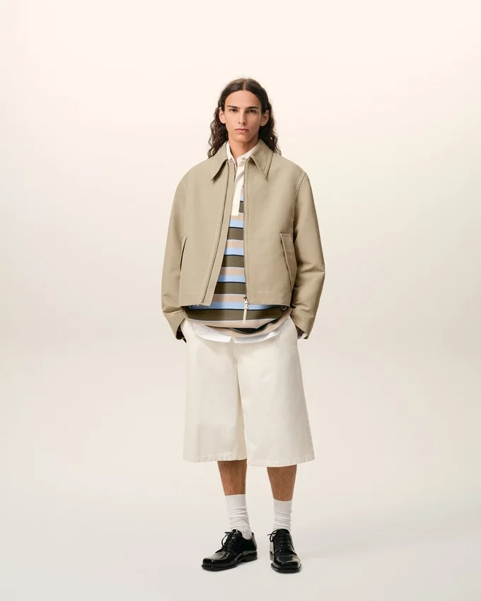 Beige Cotton Zipped Jacket Beige Cotton Zipped Jacket