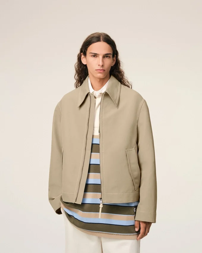 Beige Cotton Zipped Jacket Beige Cotton Zipped Jacket