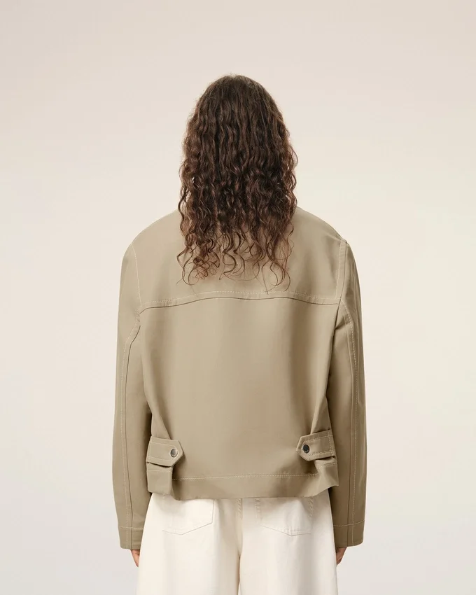 Beige Cotton Zipped Jacket Beige Cotton Zipped Jacket