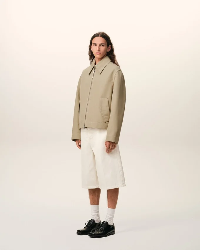 Beige Cotton Zipped Jacket Beige Cotton Zipped Jacket