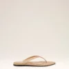 Beige Lamb Leather Pointed Toe Flip Flops