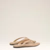 Beige Lamb Leather Pointed Toe Flip Flops